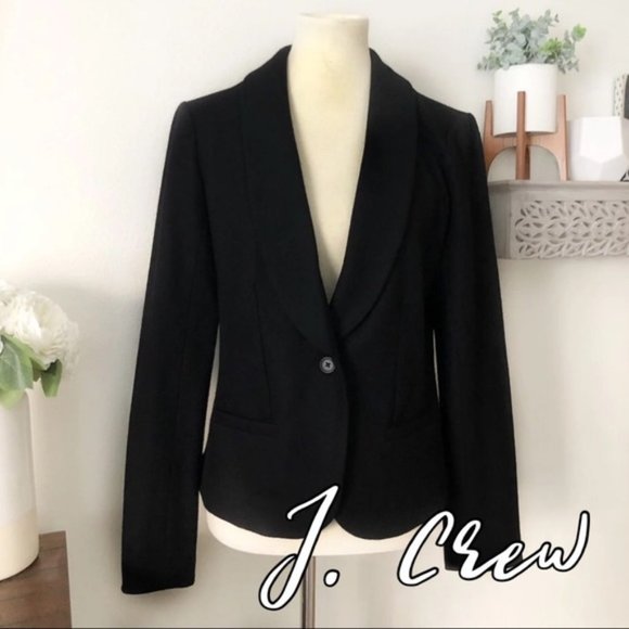 J. Crew Jackets & Blazers - J. Crew • Black wool one button stretch blazer 12